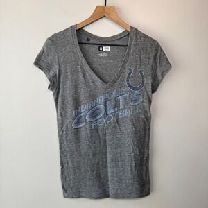 NFL Indianapolis Colts Football Women's V-Neck Heather Gray T-Shirt Size Large